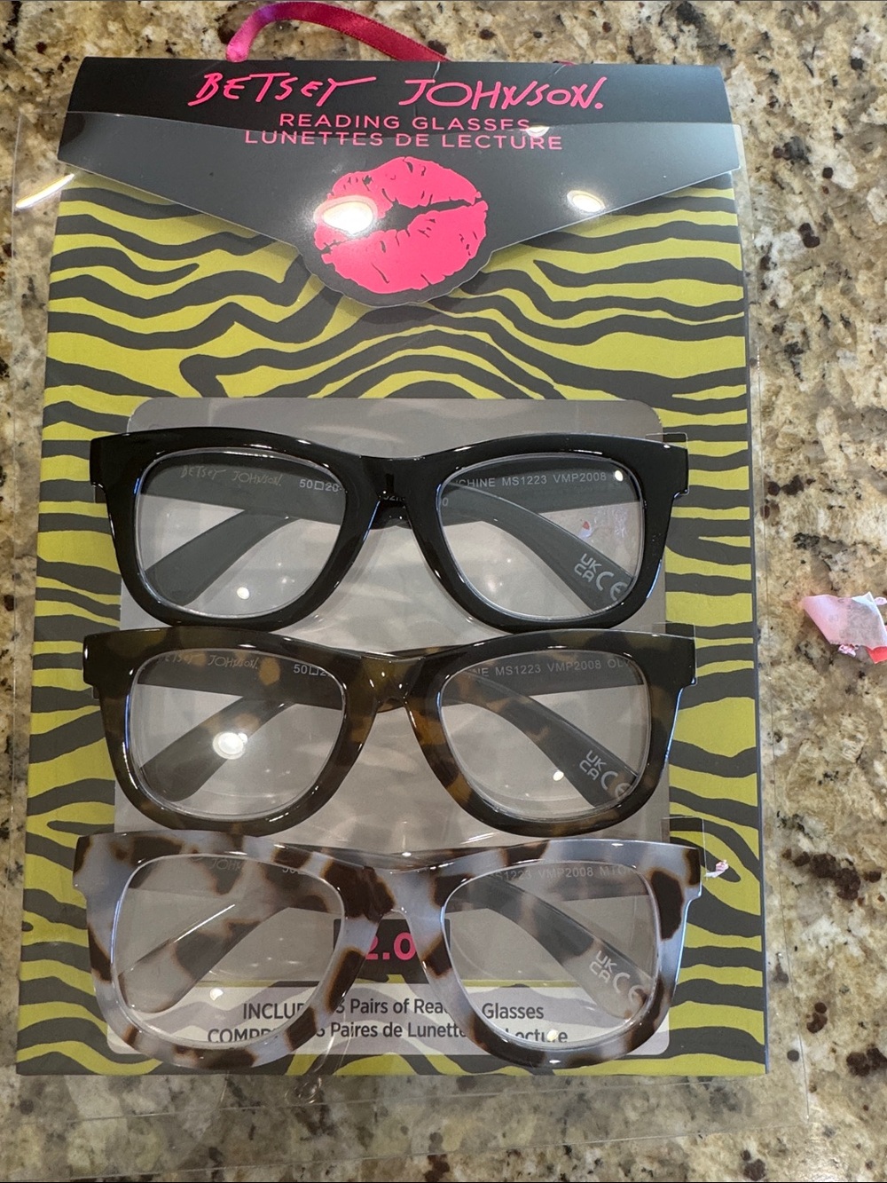 Betsey Johnson Reading Glasses 3-Pack in Black, Brown, Tortoiseshell NWT +2.0